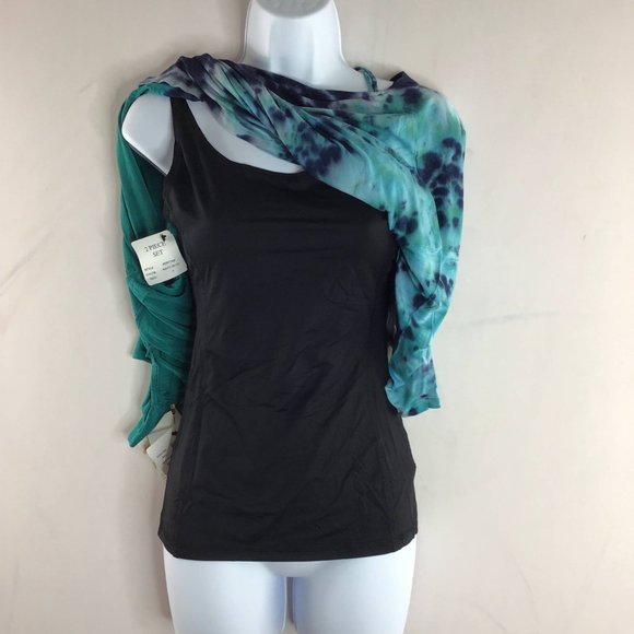 Miracle Body 2 Piece Set Top Navy Blue Size Small - Picture 4 of 9